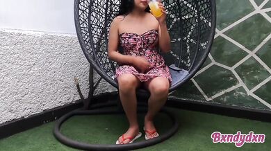 Amateur Latina Girl Masturbating Alone In Garden Wearing Sexy Dress PO V