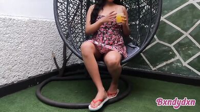 Amateur Latina Girl Masturbating Alone In Garden Wearing Sexy Dress PO V