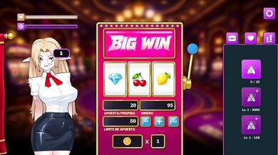 Blonde Elf Girl Destroyed By Coin Slot Big Boobs Big Ass Blowjob Strip Game Casino HD Cartoon