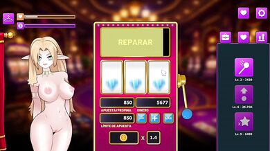 Blonde Elf Girl Destroyed By Coin Slot Big Boobs Big Ass Blowjob Strip Game Casino HD Cartoon