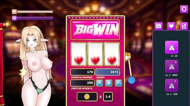 Blonde Elf Girl Destroyed By Coin Slot Big Boobs Big Ass Blowjob Strip Game Casino HD Cartoon
