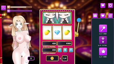 Blonde Elf Girl Destroyed By Coin Slot Big Boobs Big Ass Blowjob Strip Game Casino HD Cartoon