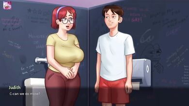 Anon Destroyed Judith In Public Restroom Handjob Cumshot Gushing
