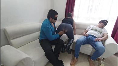 Cheating Latina Puta Wife Fucks In Front Of Cuckold Husband Fascinated By Swinger Trio
