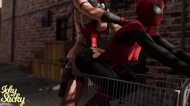 Futa Villain Smashes Spidey Tight Pussy With Big Dick Creampie