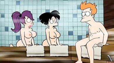Futurama XXX Leela Amy Wong and Fry Destroyed Gushing Choked Uncensored Hentai Big Tits Cartoon
