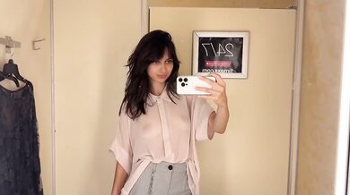 Sheer See Through Shirt Try On Destroyed Her Puffy Nipples in Public Fitting Room