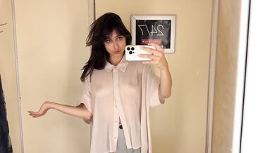 Sheer See Through Shirt Try On Destroyed Her Puffy Nipples in Public Fitting Room