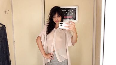 Sheer See Through Shirt Try On Destroyed Her Puffy Nipples in Public Fitting Room