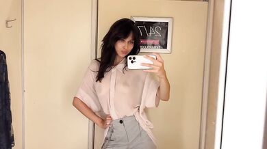 Sheer See Through Shirt Try On Destroyed Her Puffy Nipples in Public Fitting Room