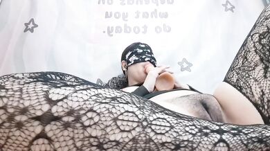 Thai amateur girl solo fingering with dildo wrapped tight