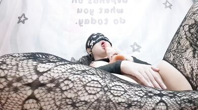 Thai amateur girl solo fingering with dildo wrapped tight