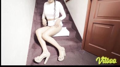 Shy Latina Girl in Miniskirt and High Heels Destroyed by Real Couple