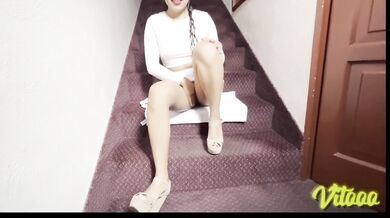 Shy Latina Girl in Miniskirt and High Heels Destroyed by Real Couple
