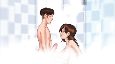 Shower Sex Destroyed Gushing Choked Hot Milf Landlady Big Dick Creampie Cumshot Facial Summertime Saga Part 4