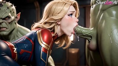 Heroine Surprise Alien Gangbang Destroyed With Gushing Anal Creampie Double Penetration