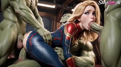 Heroine Surprise Alien Gangbang Destroyed With Gushing Anal Creampie Double Penetration
