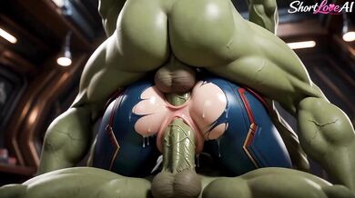 Heroine Surprise Alien Gangbang Destroyed With Gushing Anal Creampie Double Penetration