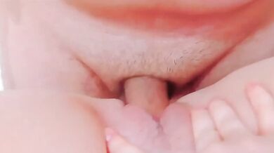 Slim fingers stretch my tight pussy center for an insane creampie gush
