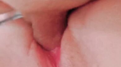 Slim fingers stretch my tight pussy center for an insane creampie gush