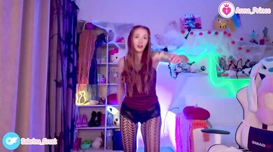 Ginger Tease Destroyed In Fishnet Outfit Gushing Cute Ass Naked