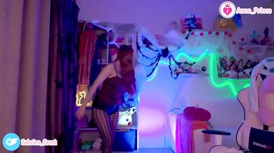 Ginger Tease Destroyed In Fishnet Outfit Gushing Cute Ass Naked