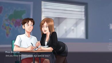 Horny French Teacher Destroyed Him Gushing Choked Classroom Summer Time Saga Hentai Sex Games New Update