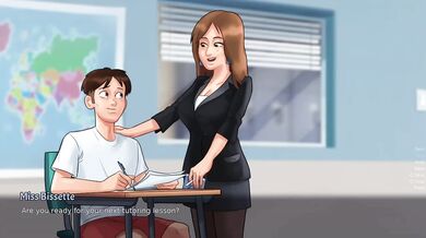 Horny French Teacher Destroyed Him Gushing Choked Classroom Summer Time Saga Hentai Sex Games New Update
