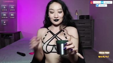 Goth Lady in Black Lingerie Teases you with Garter Solo Female Asian Goddess Sensual