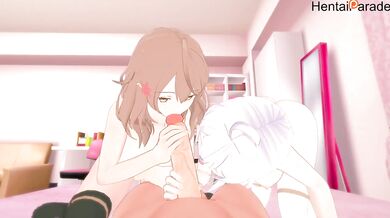 Roshidere Alya and Maria Kujou Threeway Threesome Destroyed Gushing Choked