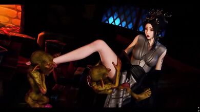 Beauty in Traditional Costume X Goblins Destroyed Gushing NTR