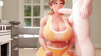 Debbie Gives Eden a Blowjob in the Kitchen