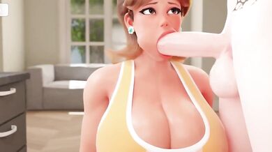 Debbie Gives Eden a Blowjob in the Kitchen
