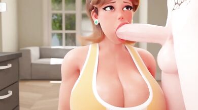 Debbie Gives Eden a Blowjob in the Kitchen
