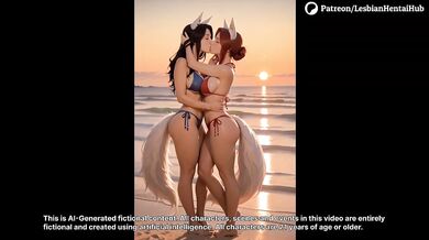 Fox Girls Lesbian Beach Sex Destroyed by Strapon at Sunset in Bikini