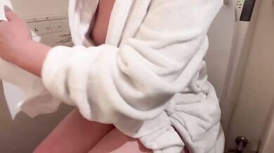 Gushing Toilet Lingerie Mature Busty Nipples Pee Solo