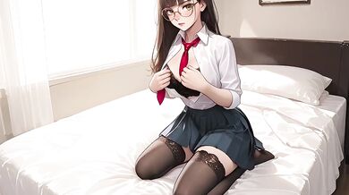 Nerdy Stepsister In Stockings And Lace Lingerie Gets Fucked By Her Brother