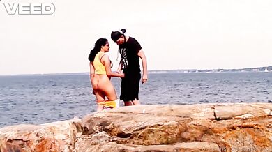 Ebony Exhibitionist Wife Destroyed Gushing Choked Beach Romance