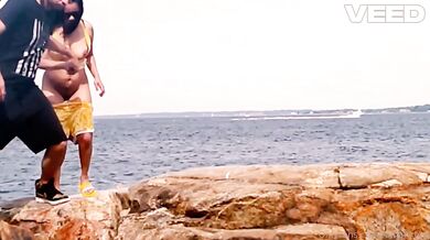 Ebony Exhibitionist Wife Destroyed Gushing Choked Beach Romance