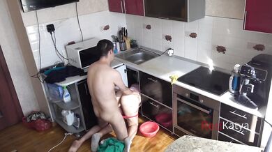Horny Neighbor MILF Cheating in the Kitchen with a Big Dick