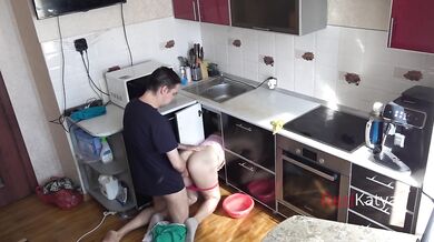 Horny Neighbor MILF Cheating in the Kitchen with a Big Dick