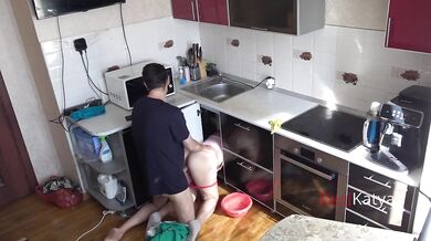 Horny Neighbor MILF Cheating in the Kitchen with a Big Dick