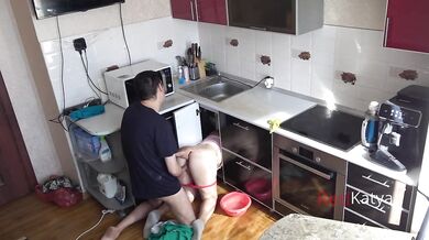 Horny Neighbor MILF Cheating in the Kitchen with a Big Dick