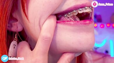 Gushing Braces Close Up Red Head Slim Teen Naughty Cute