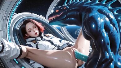 Alien monster destroyed girl choked gushing cock in space brothel full of beauties compilation
