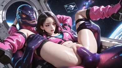 Alien monster destroyed girl choked gushing cock in space brothel full of beauties compilation