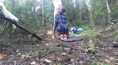 Fire Forest And Fuck Amateur Couple Doggystyle Cum On Back Brunette Hard Fast