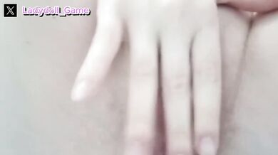 Pink Pussy Destroyed Gushing Cameltoe Tight Innie Solo Standing Squat Closeup