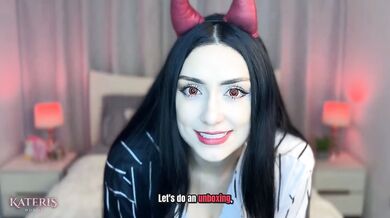 Latina Unboxing Her Halloween Lingerie Devil Costume Fishnets And Sheer Gloves Destroyed Gushing Choked