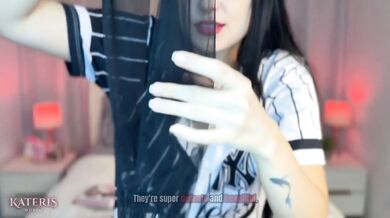 Latina Unboxing Her Halloween Lingerie Devil Costume Fishnets And Sheer Gloves Destroyed Gushing Choked